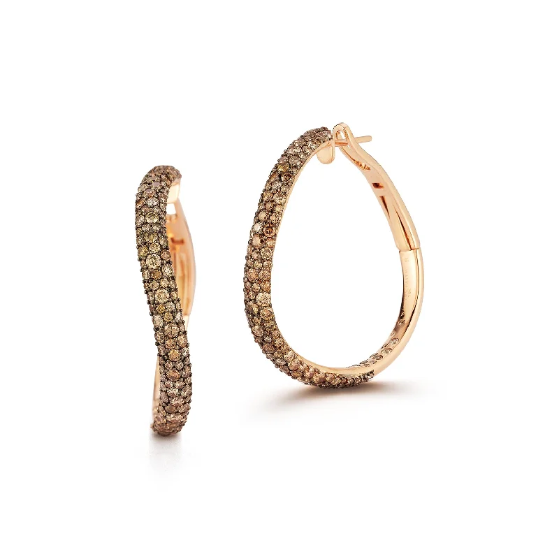 Hoop earrings with faceted crystals for added sparkle and shine-JULIAN 18K GOLD AND CHAMPAGNE DIAMOND CURVED HOOP EARRINGS