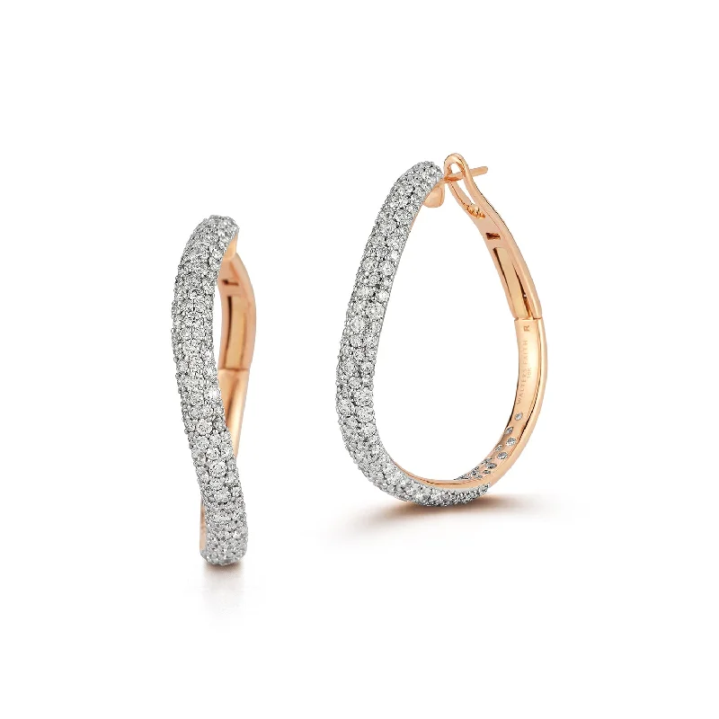 Hoop earrings with hammered copper for a warm and rustic aesthetic-JULIAN 18K GOLD AND DIAMOND CURVED HOOP EARRINGS