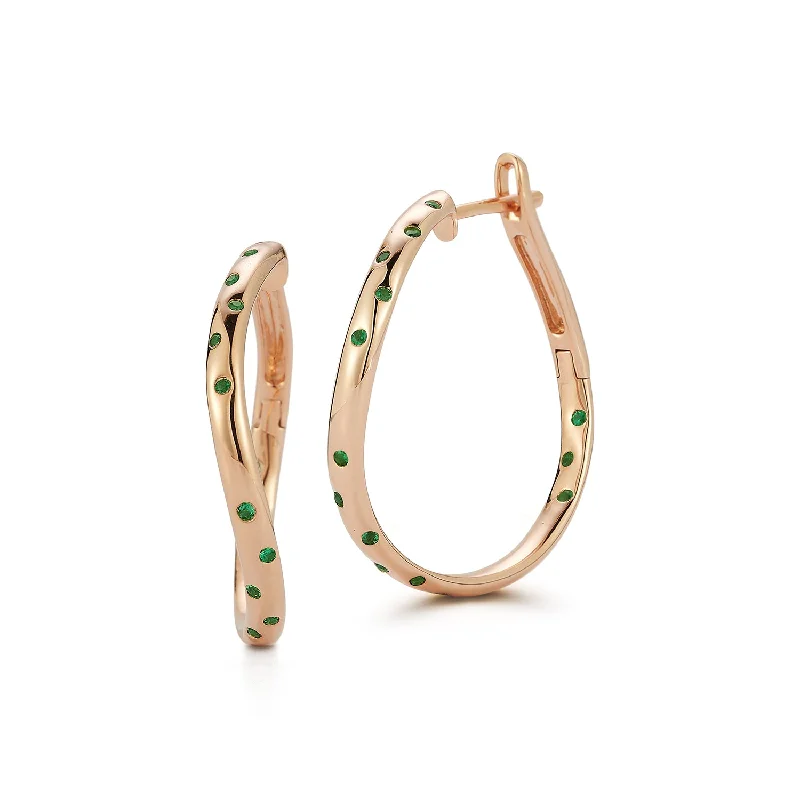 Best hoop earrings with multi-colored gemstones for a vibrant and lively touch-JULIAN 18K GOLD AND GREEN EMERALD CURVED HOOP EARRINGS