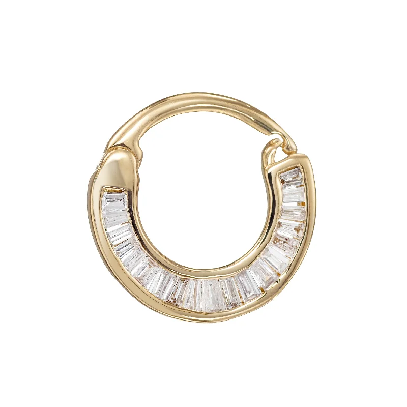 Best hoop earrings with asymmetrical designs for a fashion-forward, avant-garde look-Luna Tapered Baguette Cut Diamond Septum Nose Ring