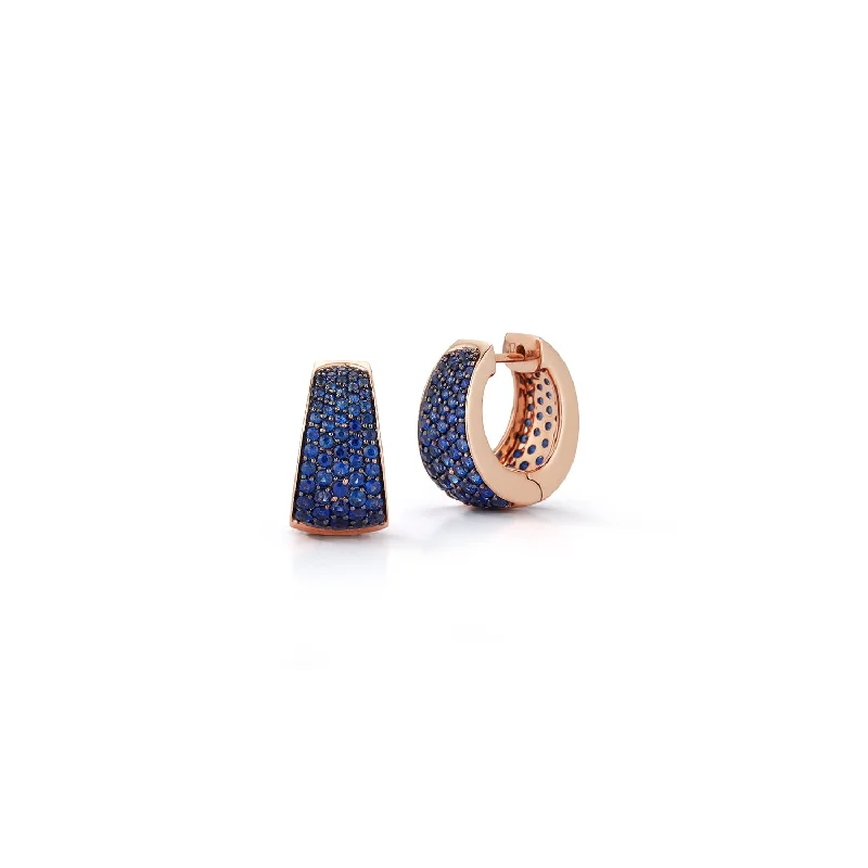 Hoop earrings with cut-out designs for a creative and lightweight effect-LYTTON 18K AND ALL BLUE SAPPHIRE TAPERING HOOP EARRINGS