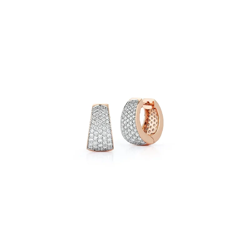 Hoop earrings with abstract shapes for an artistic and creative touch-LYTTON 18K AND ALL DIAMOND PAVE TAPERING HOOP EARRINGS