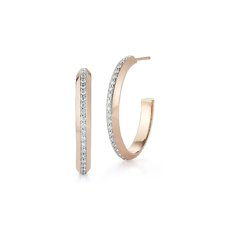 Hoop earrings with a matte finish for a sleek and sophisticated appearance-GRANT 18K DIAMOND KNIFE EDGE HOOP EARRINGS