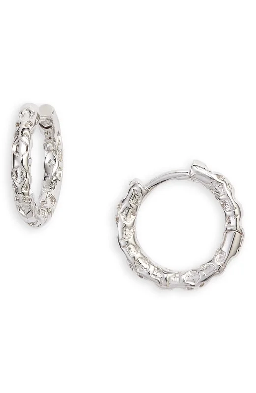 Best hoop earrings with custom designs for a personalized, unique accessory-Maggie Huggie Earrings in Rhodium Filigree by Kendra Scott