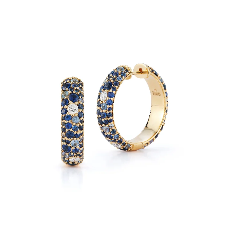 Hoop earrings with gold accents for a warm, elegant statement piece-Medium Tidepool Hoops - Sapphire