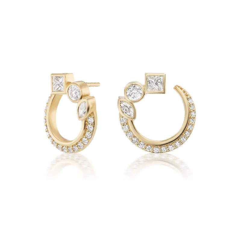 Best hoop earrings with satin ribbons for a soft, feminine appearance-Mini Bezel Crescents