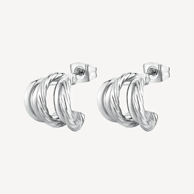 Hoop earrings with circle designs for a classic and timeless shape-Mutli-Row Hoop Earrings in Stainless Steel