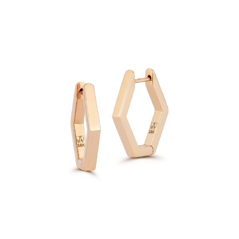 Best hoop earrings with rose gold for a romantic and warm aesthetic-QUENTIN 18K HEXAGON HOOP EARRINGS