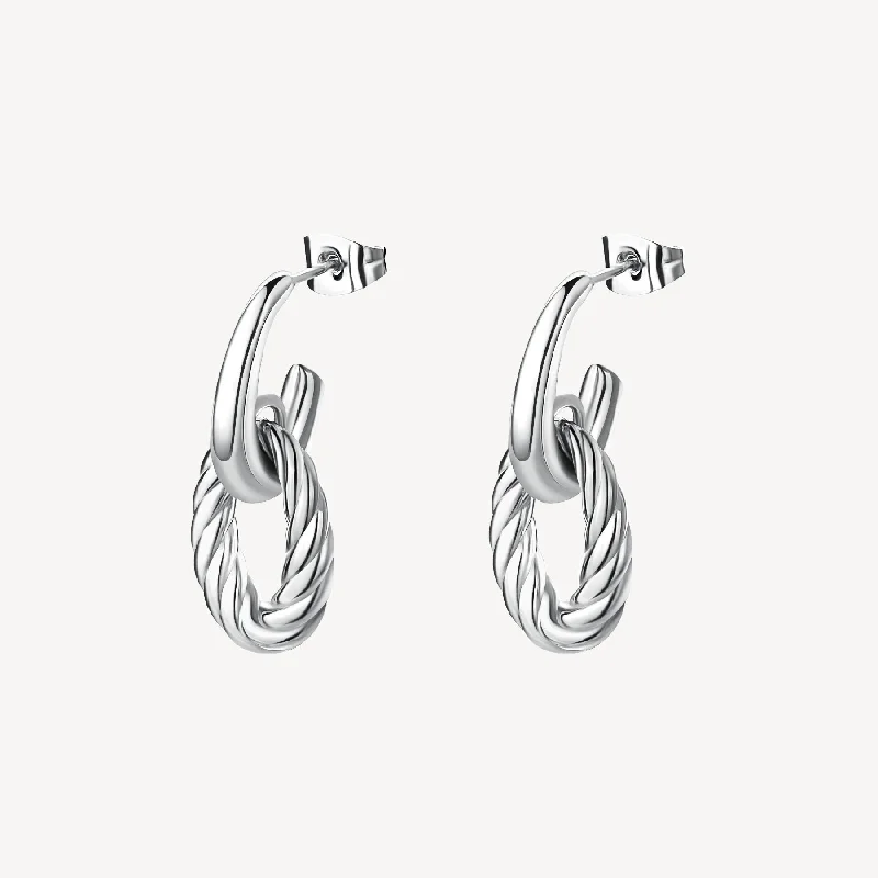 Best hoop earrings with custom designs for a personalized, unique accessory-Rope Drop Hoop Earrings in Stainless Steel