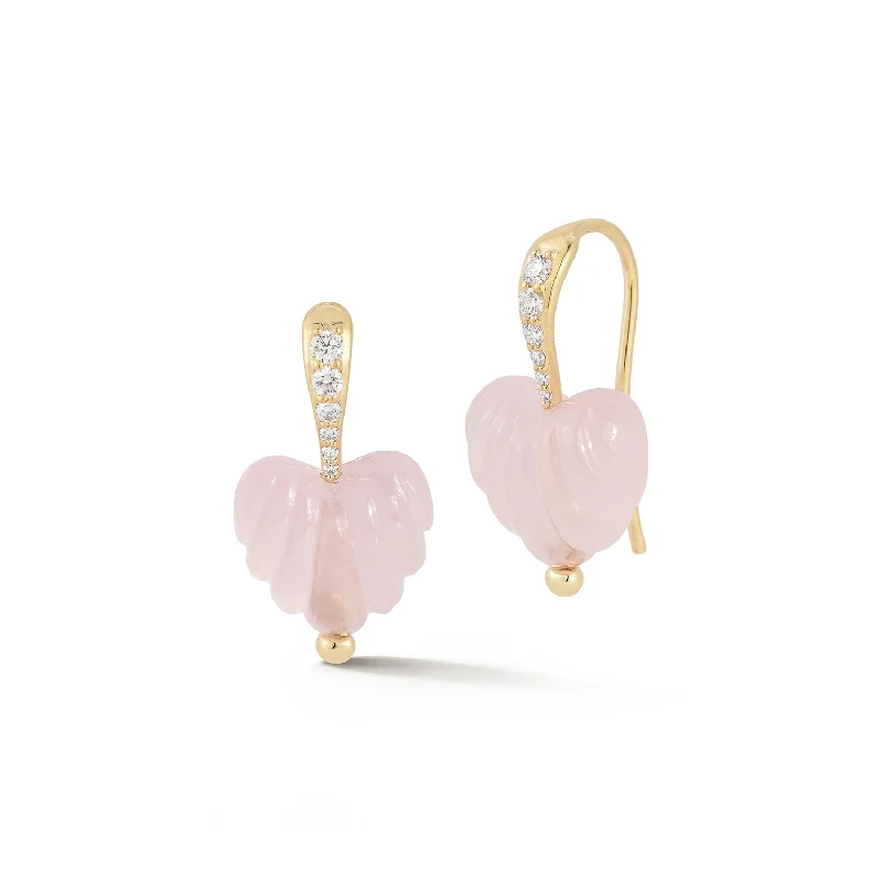 Best hoop earrings with crescent-shaped designs for a bold, moon-inspired style-Rose Quartz Dew Drops