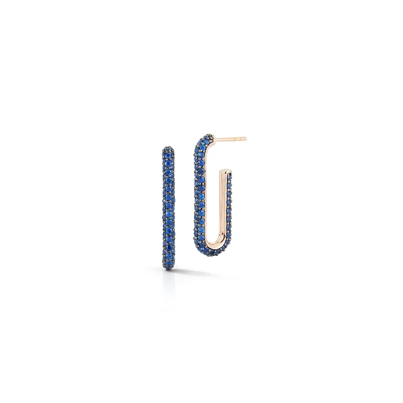 Best hoop earrings with crescent-shaped designs for a bold, moon-inspired style-SAXON 18K AND BLUE SAPPHIRE ELONGATED CHAIN LINK EARRING