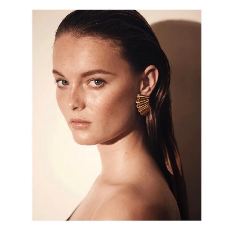 Best hoop earrings with gold-plated finishes for an affordable luxury vibe-Sea Shard Large Earrings, Brass