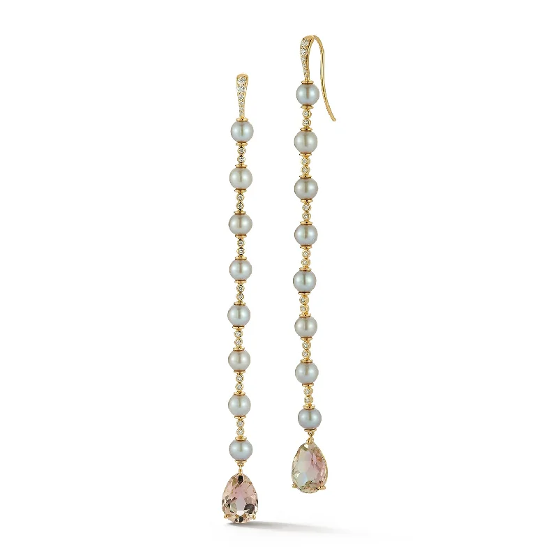 Hoop earrings with faceted crystals for added sparkle and shine-Bi-color Tourmaline Shoulder Duster Earrings