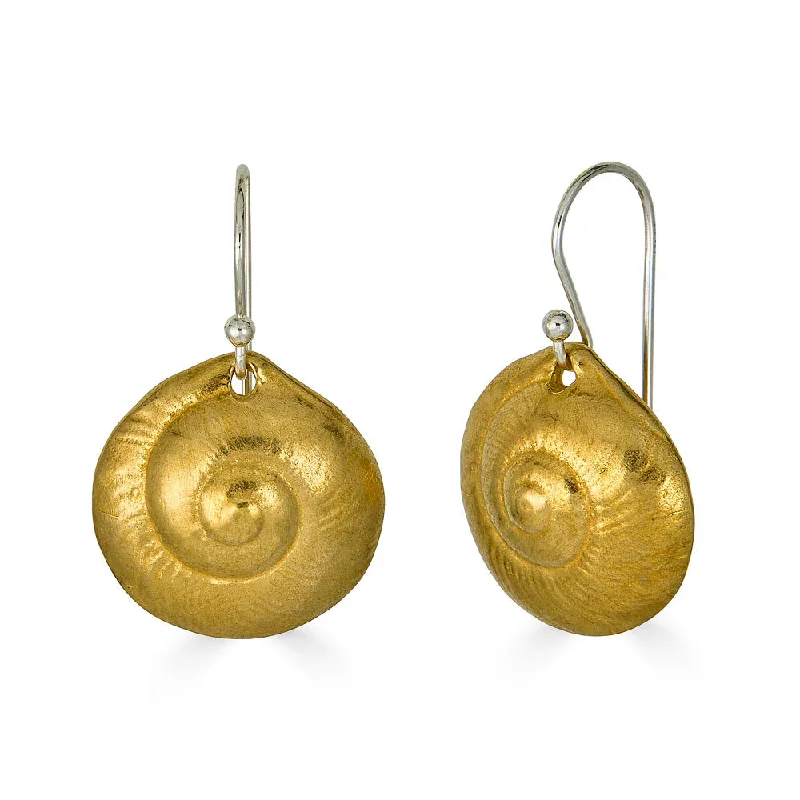 Hoop earrings with removable pendants for a versatile and customizable accessory-Small Moon Snail Dangles, Brass