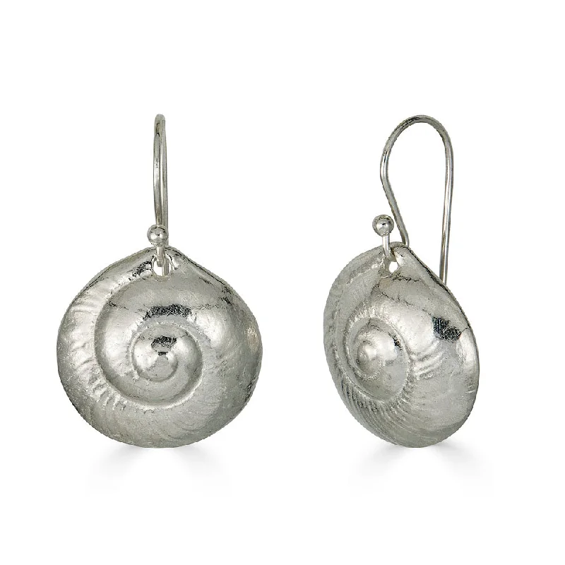 Best hoop earrings with blackened metal for an edgy and bold appearance-Small Moon Snail Dangles, Silver