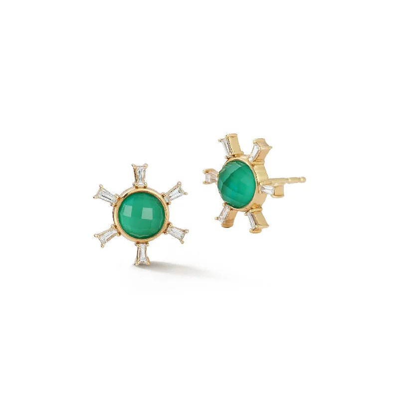 Best hoop earrings with sparkling cubic zirconia for a brilliant, budget-friendly effect-Starburst Studs - Green Jade