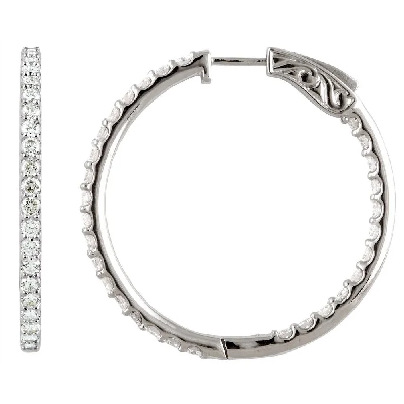 Best hoop earrings with intricate beaded details for a textured, stylish appearance-Sterling Silver Cubic Zirconia Inside-Outside 41.5 mm Hoop Earring for Women