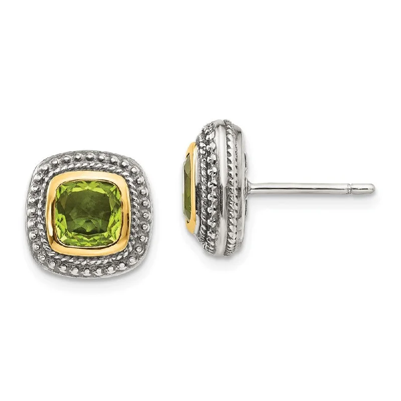 Best hoop earrings with stacked layers for a dimensional and bold look-Sterling Silver w/14k Peridot Earrings