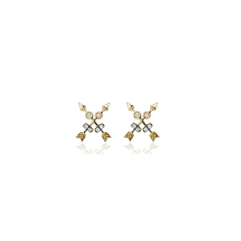 Best hoop earrings with snake-inspired designs for an edgy and fierce vibe-Crossed Arrow Motif Studs