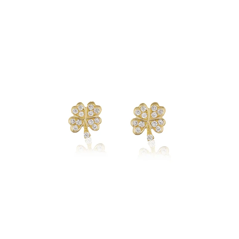 Hoop earrings with artistic filigree designs for an intricate, delicate finish-Clover Motif Studs