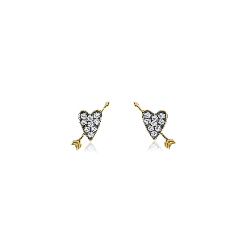 Hoop earrings with polished metal for a shiny and high-quality finish-Heart Motif Studs