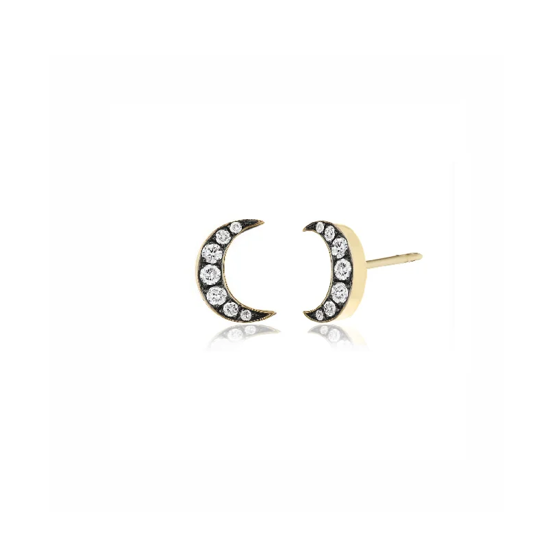 Hoop earrings with artistic filigree designs for an intricate, delicate finish-Crescent Moon Motif Studs