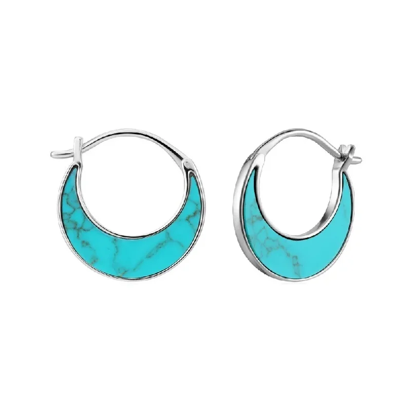 Stylish hoop earrings with diamond accents for an elegant and sparkling effect-Tidal Turquoise Crescent Earrings in Sterling Silver