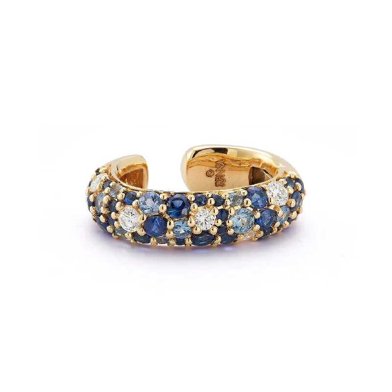 Best hoop earrings with stacked layers for a dimensional and bold look-Tidepool Ear Cuff - Sapphire