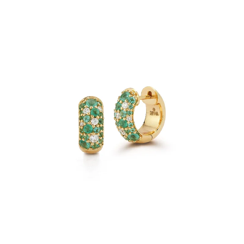 Hoop earrings with rhinestone embellishments for a glamorous and sparkling look-Tidepool Huggie Hoops - Emerald