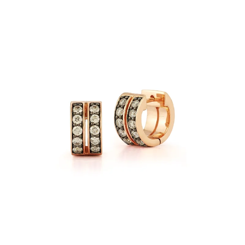 Hoop earrings with tortoiseshell designs for a chic and classic style-WF CLASSIC 18K AND CHAMPAGNE DIAMOND DOUBLE ROW HUGGIES