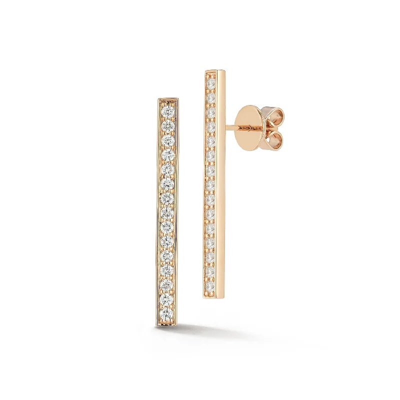 Hoop earrings with luxe velvet finishes for a rich and luxurious touch-WF CLASSIC 18K AND DIAMOND BAR EARRINGS