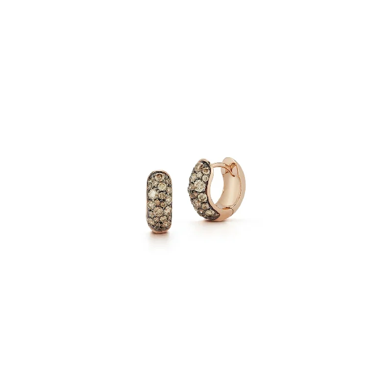 Hoop earrings with intricate designs for a unique and artistic appearance-JULIAN 18K GOLD AND CHAMPAGNE DIAMOND HUGGIES