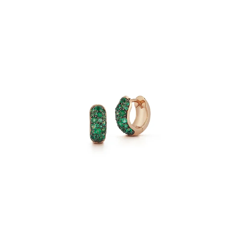 Hoop earrings with cut-out designs for a creative and lightweight effect-JULIAN 18K GOLD AND GREEN EMERALD HUGGIES