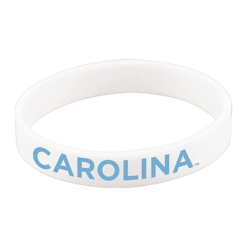 Fashionable necklaces and pendants with birthstones for a personalized gift idea-CAROLINA White Rubber Wristband for UNC Fans