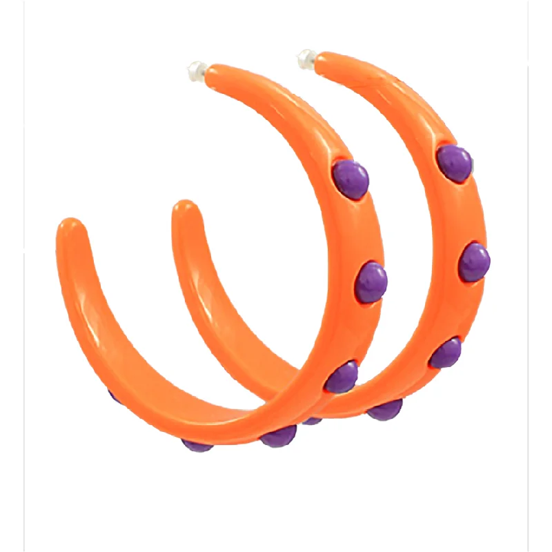 Best necklaces and pendants with black diamonds for an edgy, bold statement-Clemson Game Day Dotted Ball Hoops Large