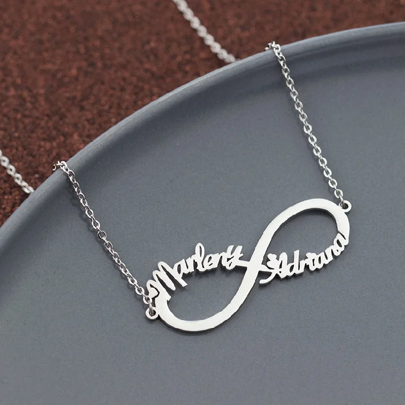 Necklaces and pendants with custom engravings for a personal, meaningful gift-Customized Infinity Name Necklace Personalized