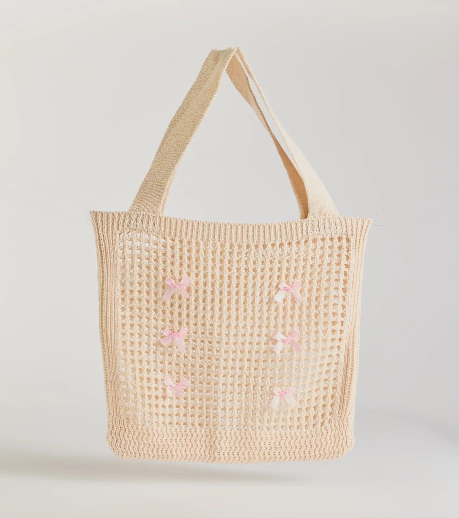 Best necklaces and pendants with crystal accents for a sparkling and elegant style-Cute Vibes Satin Bow Crochet Tote Bag