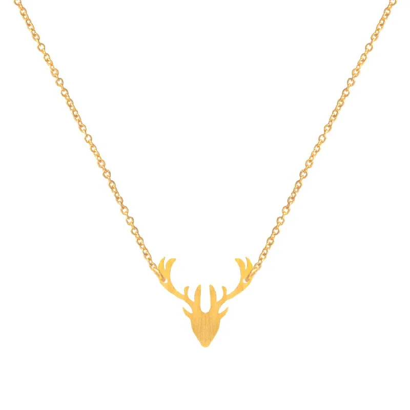 Elegant necklaces and pendants with infinity symbols for timeless designs-Dainty Elk Antler Pendant Necklace Stainless Steel