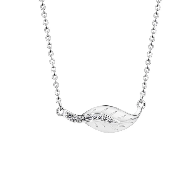 Best necklaces and pendants with butterfly wings for a delicate, graceful style-Dainty Leaf Pendant Necklace Micro Paved Small