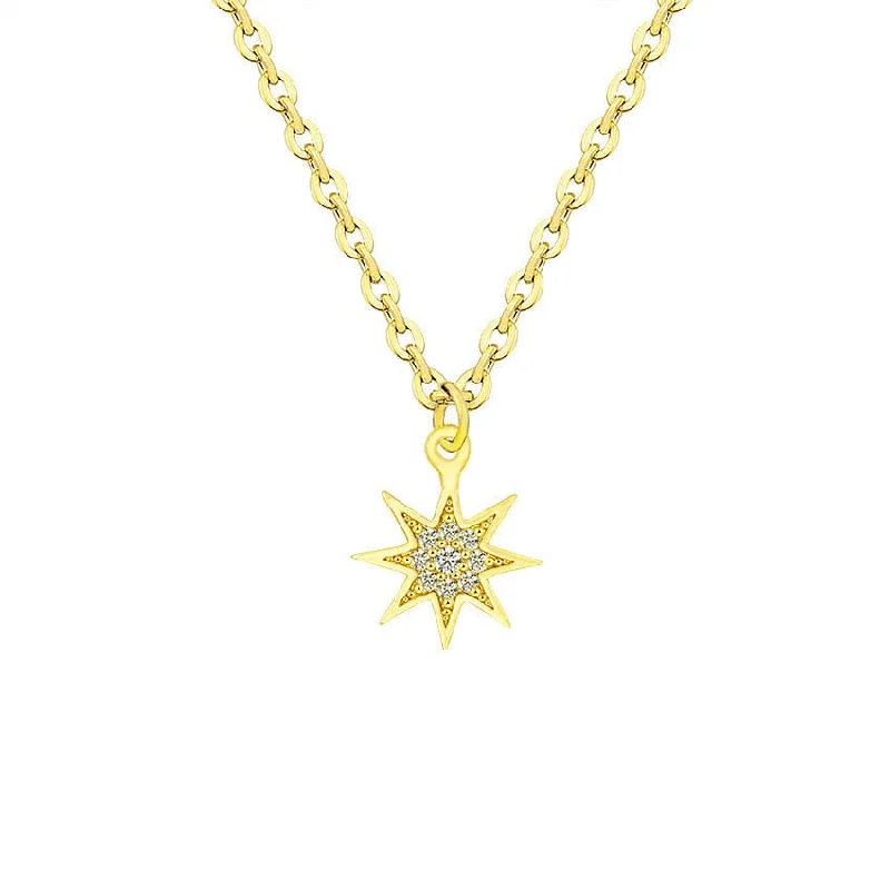 Necklaces and pendants with abstract shapes for a modern, creative appearance-Paved CZ Stone North Star Necklace Crystal