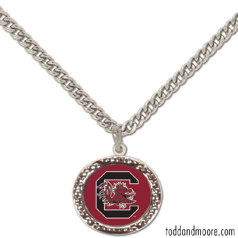 Beautiful necklaces and pendants with diamond-encrusted designs for maximum sparkle-Gamecock Round Block C Logo Necklace