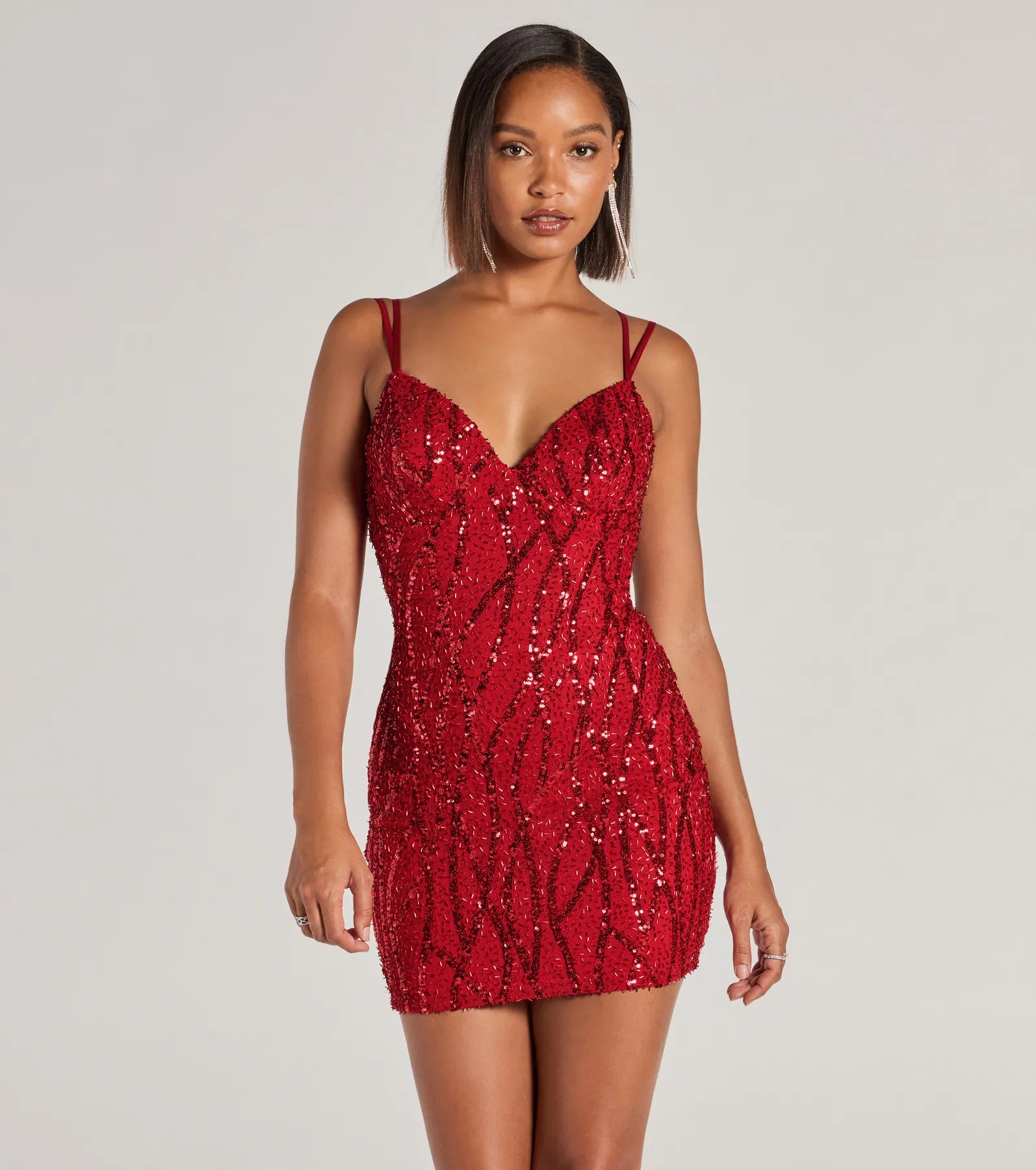 Best necklaces and pendants with floral designs for a feminine and elegant feel-Hartley Lace-Up Sequin Mesh Bodycon Mini Dress