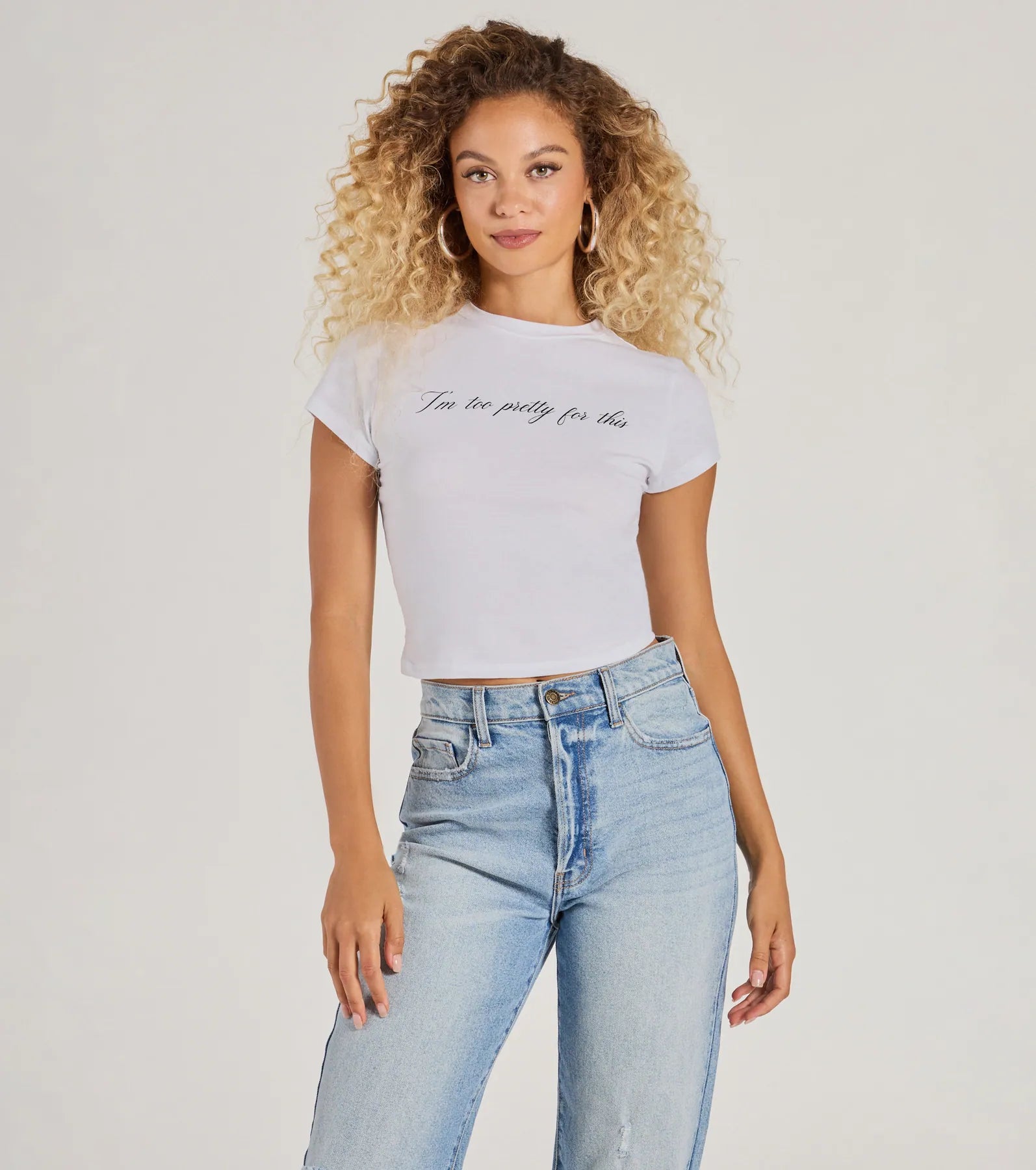 Best necklaces and pendants for weddings with matching designs for bride and groom-I'm Too Pretty For This Crop Graphic Tee