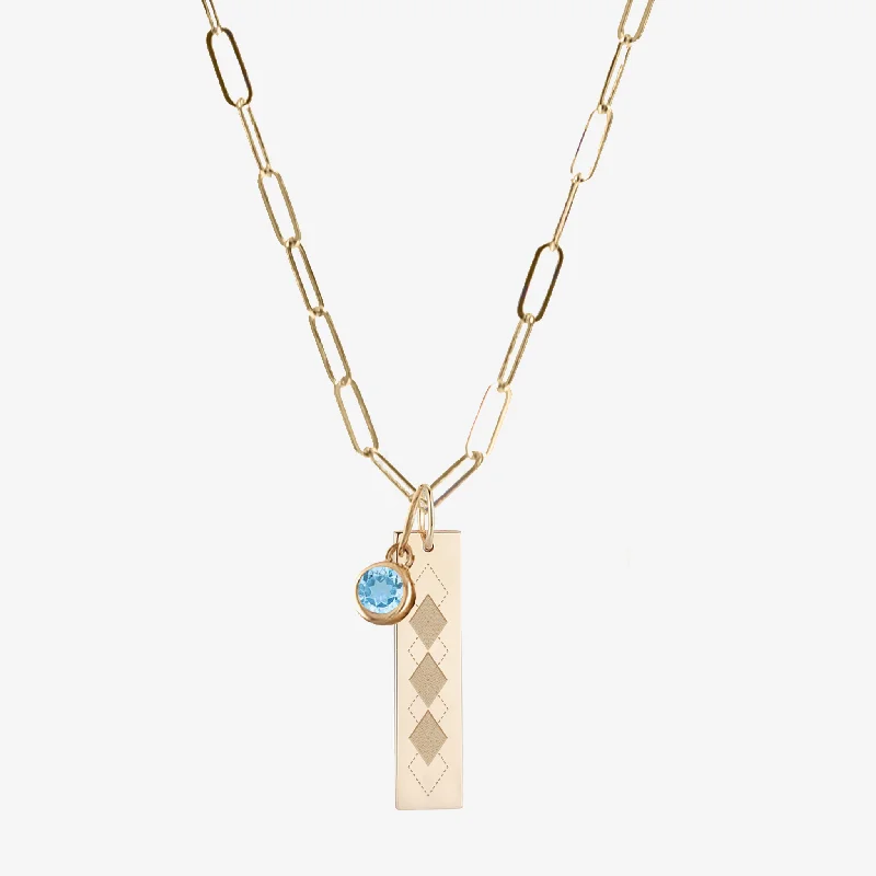 Necklaces and pendants with feather designs for a boho-chic, carefree vibe-Limited Edition: UNC Carolina Argyle Vertical Bar Necklace Bundle - Cavan Gold