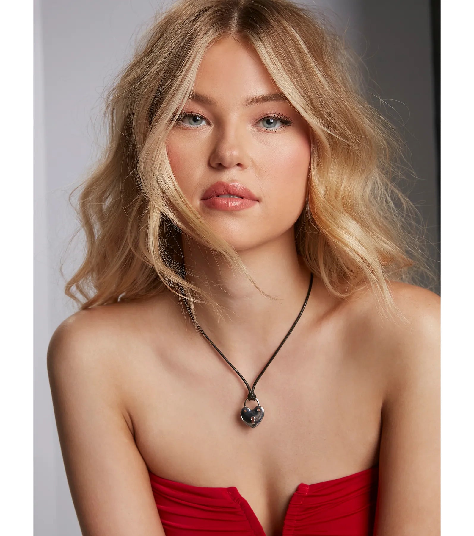 Fashionable necklaces and pendants with birthstones for a personalized gift idea-Lock In The Love Heart Charm Layered Necklace