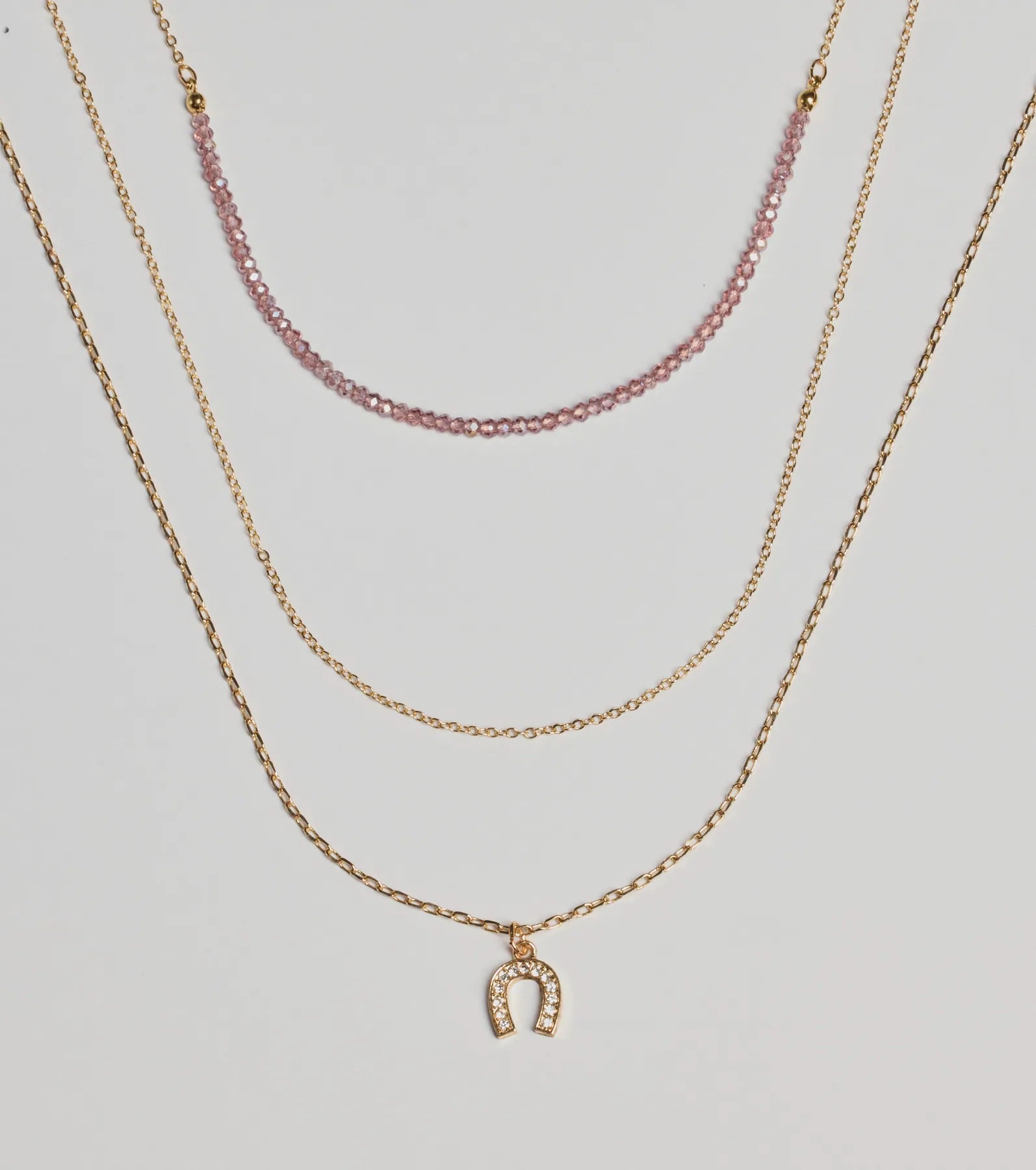 Beautiful necklaces and pendants with diamond-encrusted designs for maximum sparkle-Lucky Day Horseshoe Charm Layered Necklace