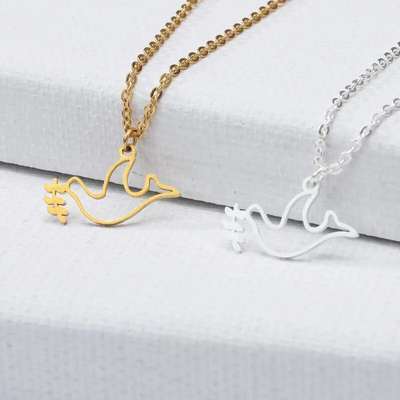 Personalized necklaces and pendants with initials for a customized and meaningful gift-Minimalist Hollow Bird Necklaces For Women