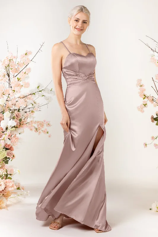 Layered necklaces and pendants for a trendy and fashionable stacked look-Sheath Luxe Satin Bridesmaid Dress Formal Dresses CB0507