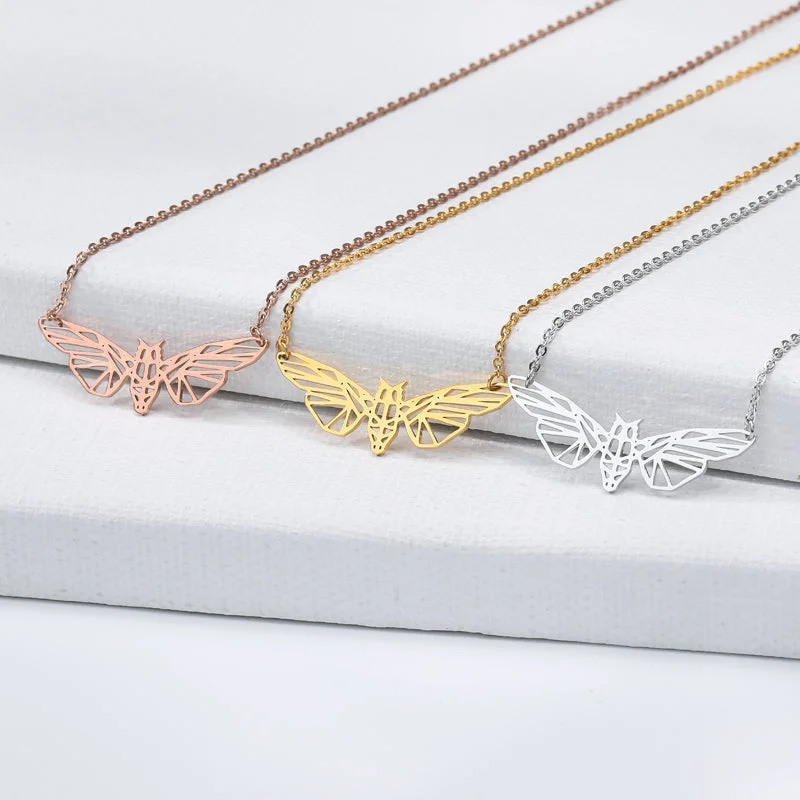 Layered necklaces and pendants for a trendy and fashionable stacked look-Stainless Steel Origami Bee Necklace Wild Animal