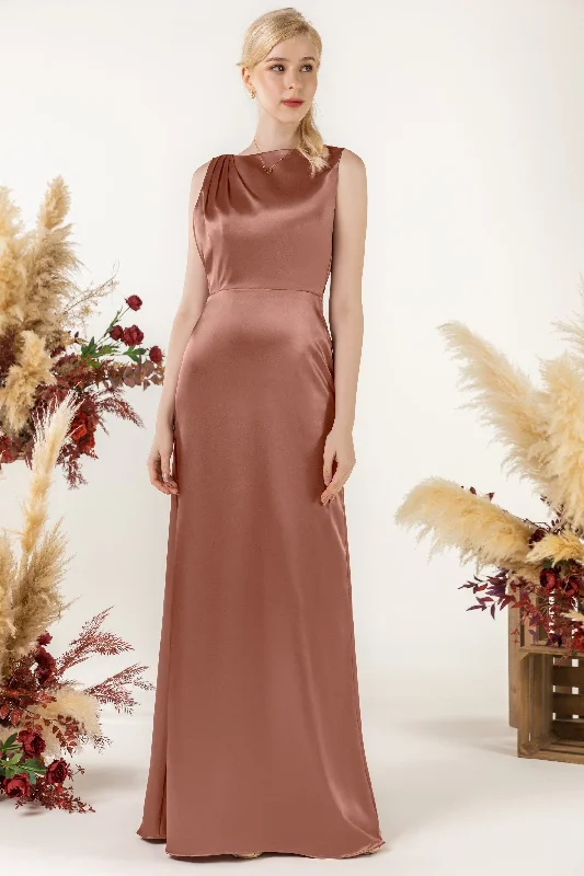 Unique necklaces and pendants with gemstones for a colorful and vibrant statement-Trumpet Luxe Satin Bridesmaid Dress Formal Dresses CB0510